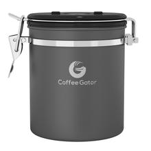 Load image into Gallery viewer, Coffee Gator Stainless Steel Container - Canister with co2 Valve, Scoop and Travel Jar - Medium, Grey